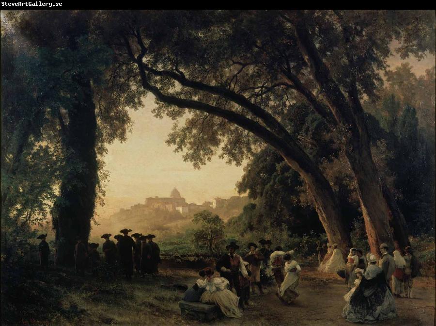 Oswald achenbach Saltarellotanz mit Blick auf Castel Gandolfo